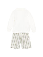 Set cardigan con salopette per neonato Colorichiari bianco a righe (3 pezzi) - Rubino Kids