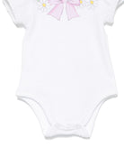 Set con gonna per neonata Monnalisa bianco e rosa con trama jersey - Rubino Kids