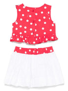 Set con gonna per neonata Monnalisa bianco e rosso in cotone - Rubino Kids