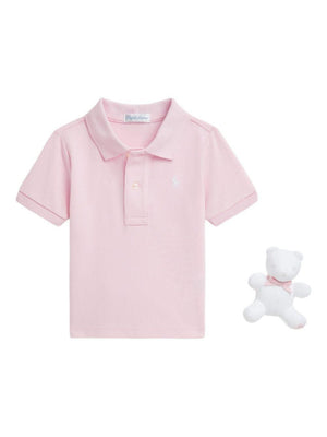 Ralph Lauren Kids Pink Cotton Polo Shirt for Baby Girls Offer Price