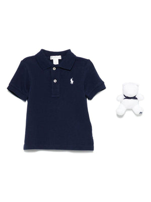 POLO RALPH LAUREN KIDS blue cotton baby polo shirt set