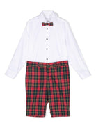 Set con shorts a quadri per bambino Colorichiari verde con dettaglio tasca finta - Rubino Kids