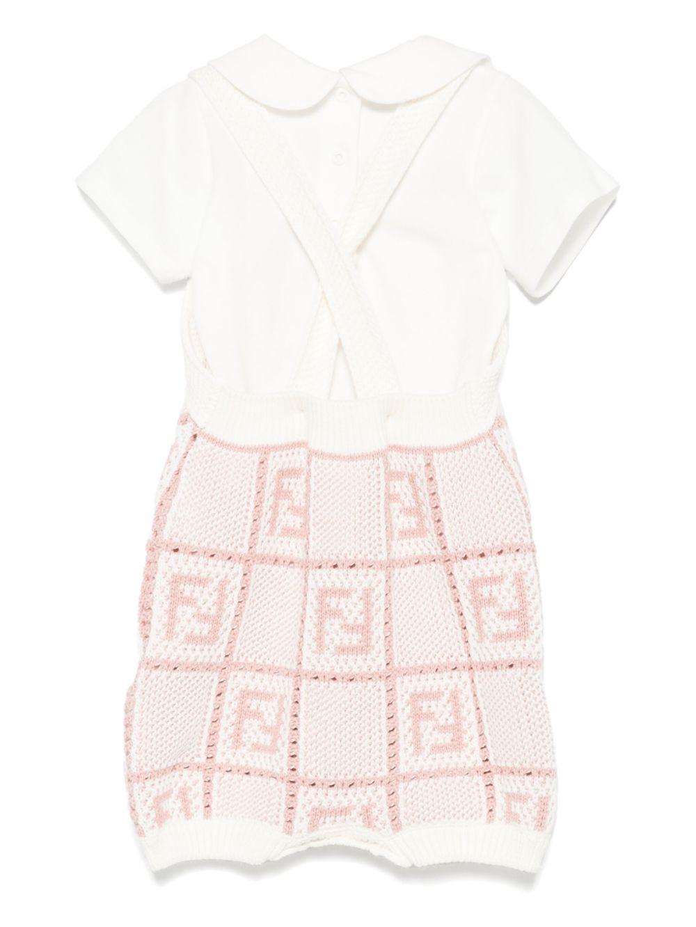 Set con shorts per neonata Fendi Kids bianco con motivo FF - Rubino Kids