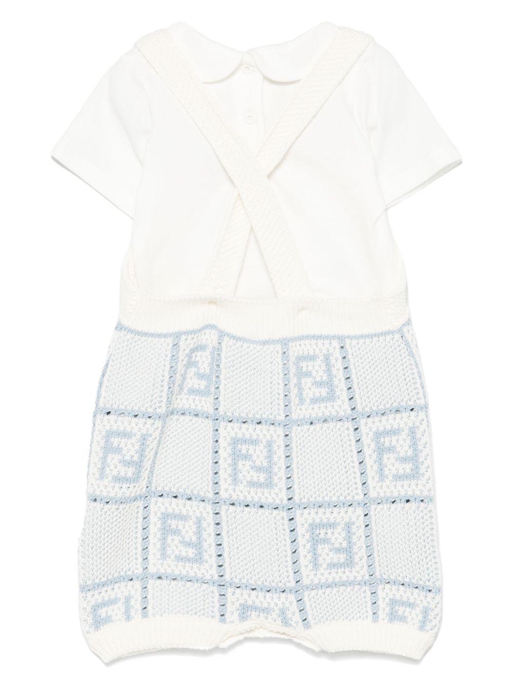 Set con shorts per neonato Fendi Kids bianco con motivo FF - Rubino Kids