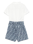 Set con shorts per neonato Fendi Kids bianco FF jacquard - Rubino Kids