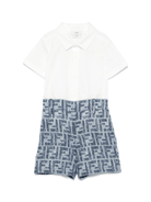 Set con shorts per neonato Fendi Kids bianco FF jacquard - Rubino Kids