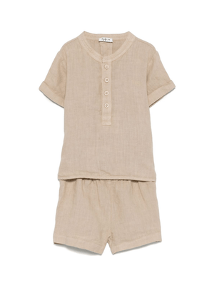 Set con shorts per neonato Il Gufo beige in lino
