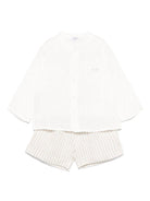 Set con shorts per neonato Il Gufo bianco in lino - Rubino Kids