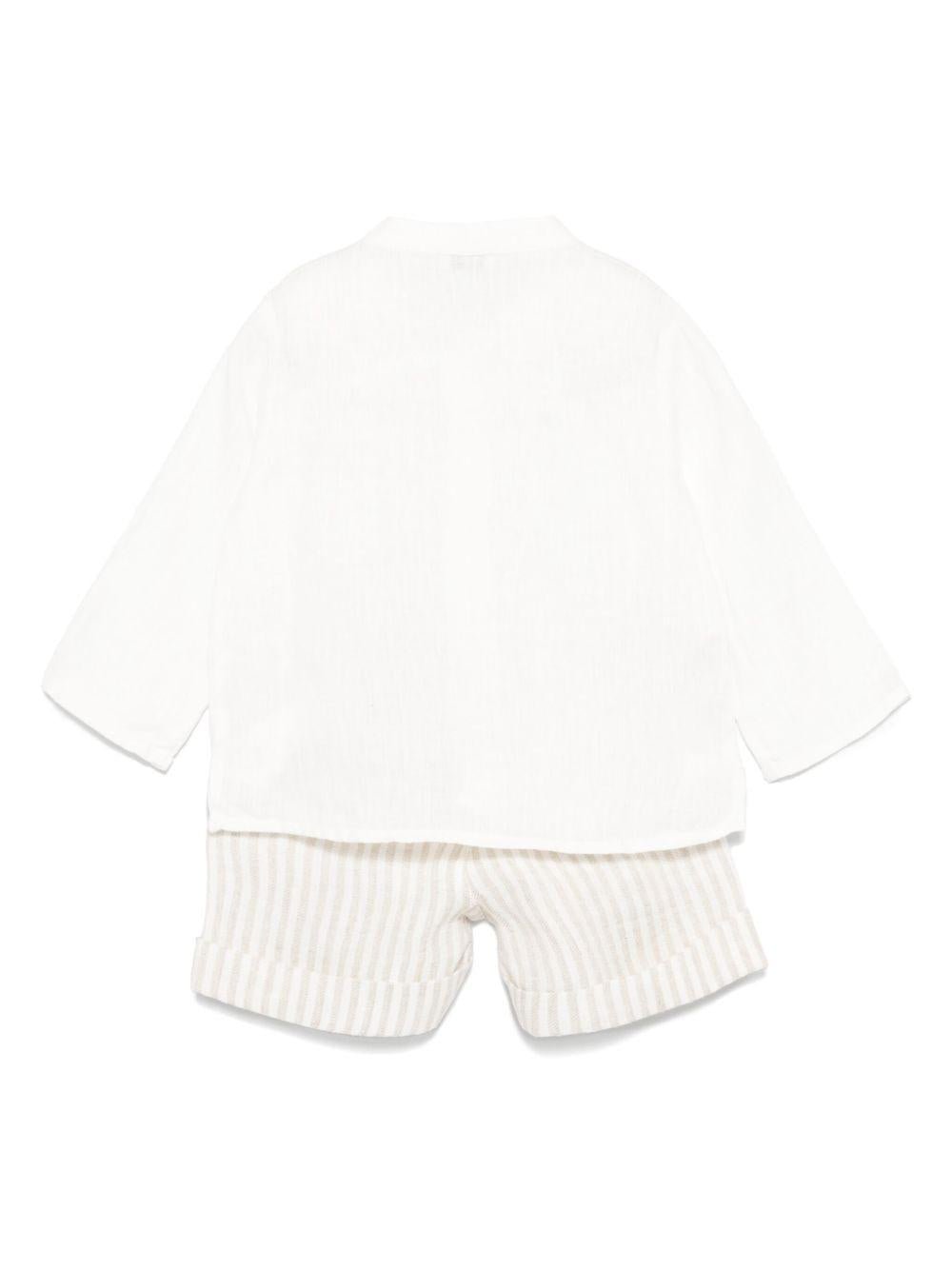 Set con shorts per neonato Il Gufo bianco in lino - Rubino Kids