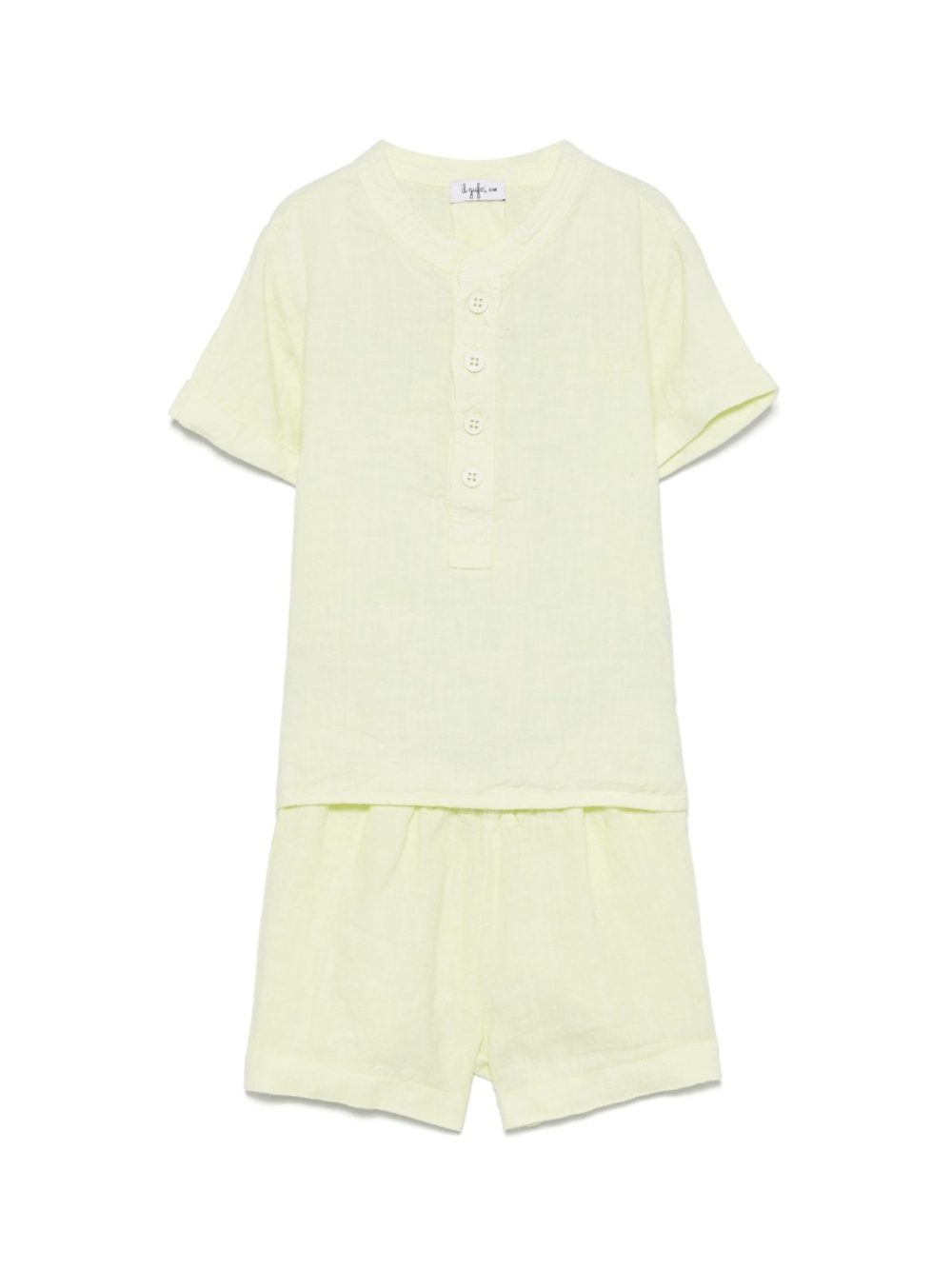 Set con shorts per neonato Il Gufo giallo in lino - Rubino Kids