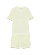 Set con shorts per neonato Il Gufo giallo in lino - Rubino Kids