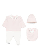 Set con tutina cappellino e bavaglino per neonata Fendi Kids rosa con logo ricamato - Rubino Kids