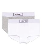 Set di 2 boxer per bambino Versace Kids bianco e grigio con banda logo - Rubino Kids