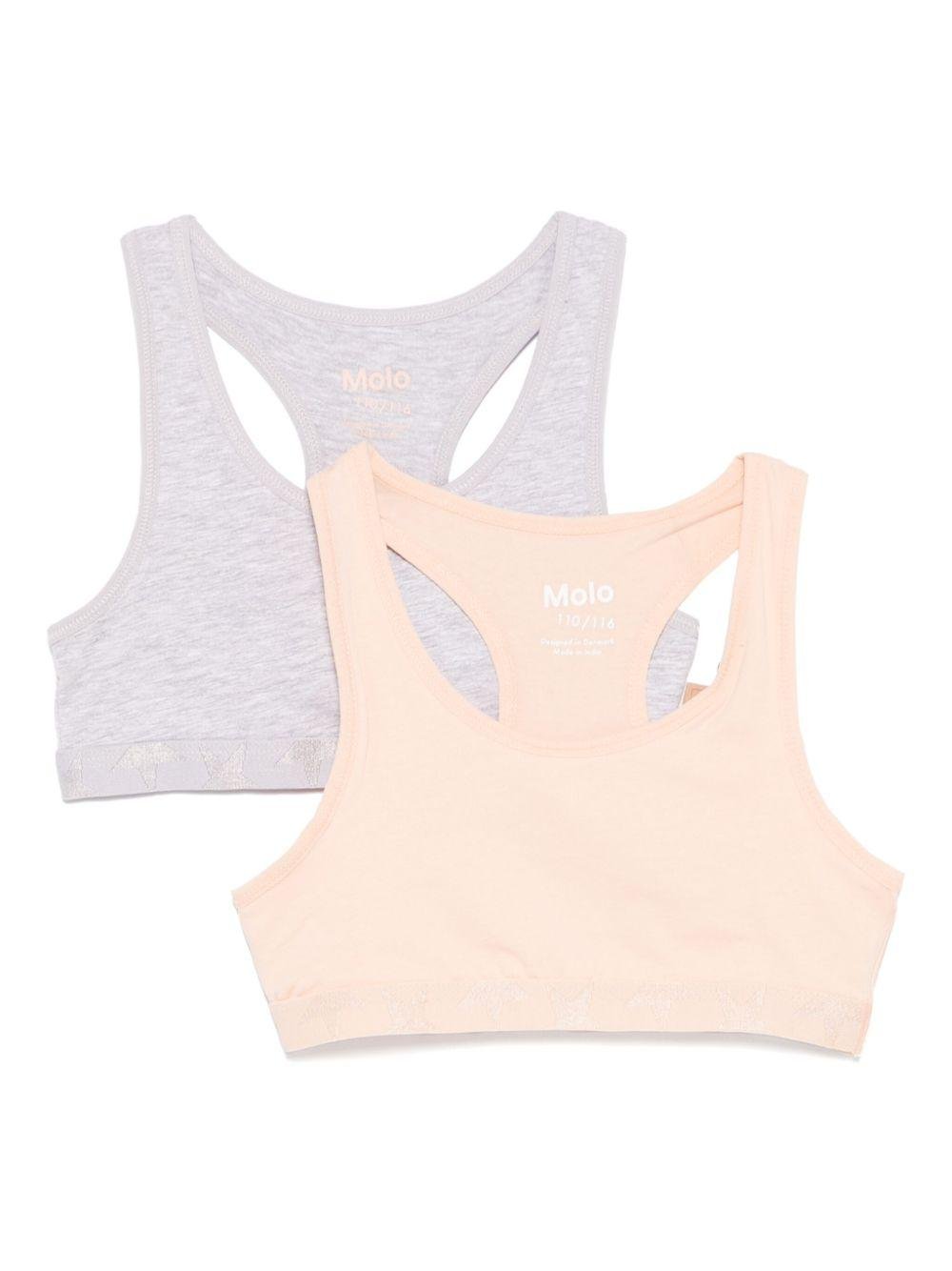 Set di 2 top per bambina Molo Jade grigio e beige con fascia elasticizzata - Rubino Kids