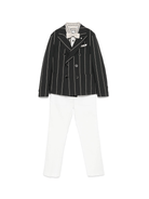 Set di 3 pezzi per bambino Colorichiari nero a righe con chiusura doppiopetto - Rubino Kids