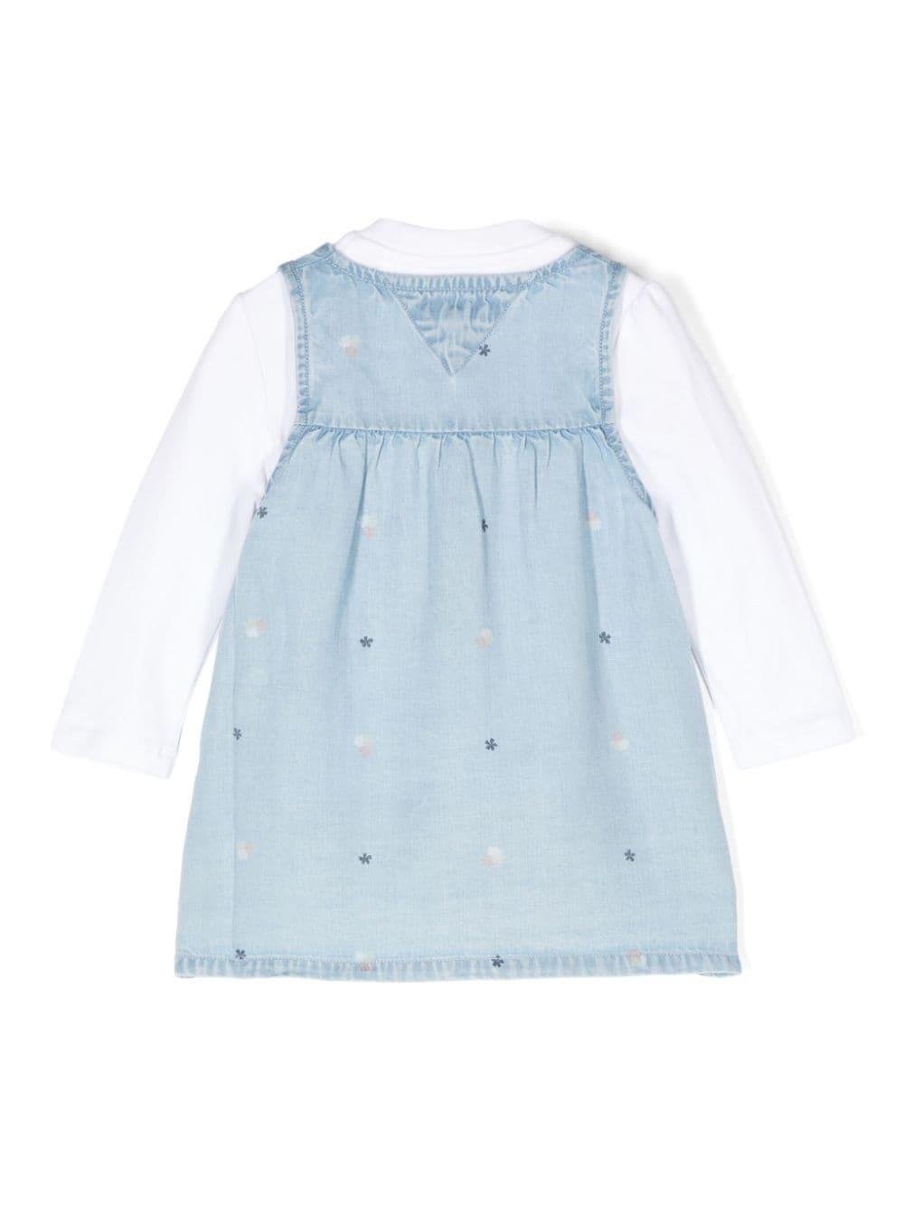 Set di abiti con stampa logo per neonata Tommy Hilfiger Junior azzurro con scollo rotondo - Rubino Kids