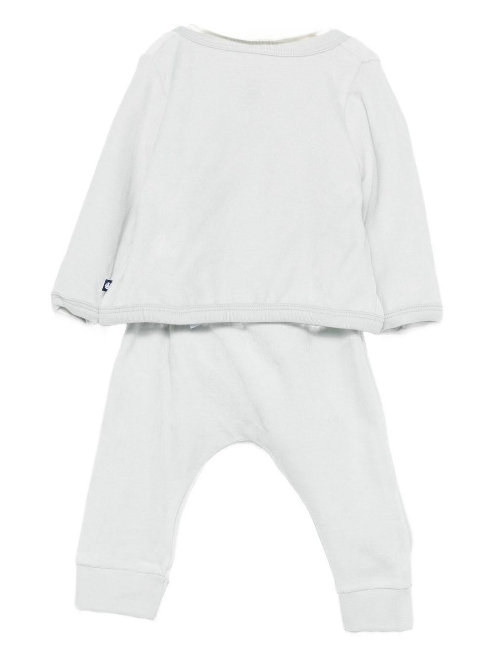 Set di camicia maglione e pantaloni per neonato Petit Bateau azzurro con dettagli ricamati - Rubino Kids