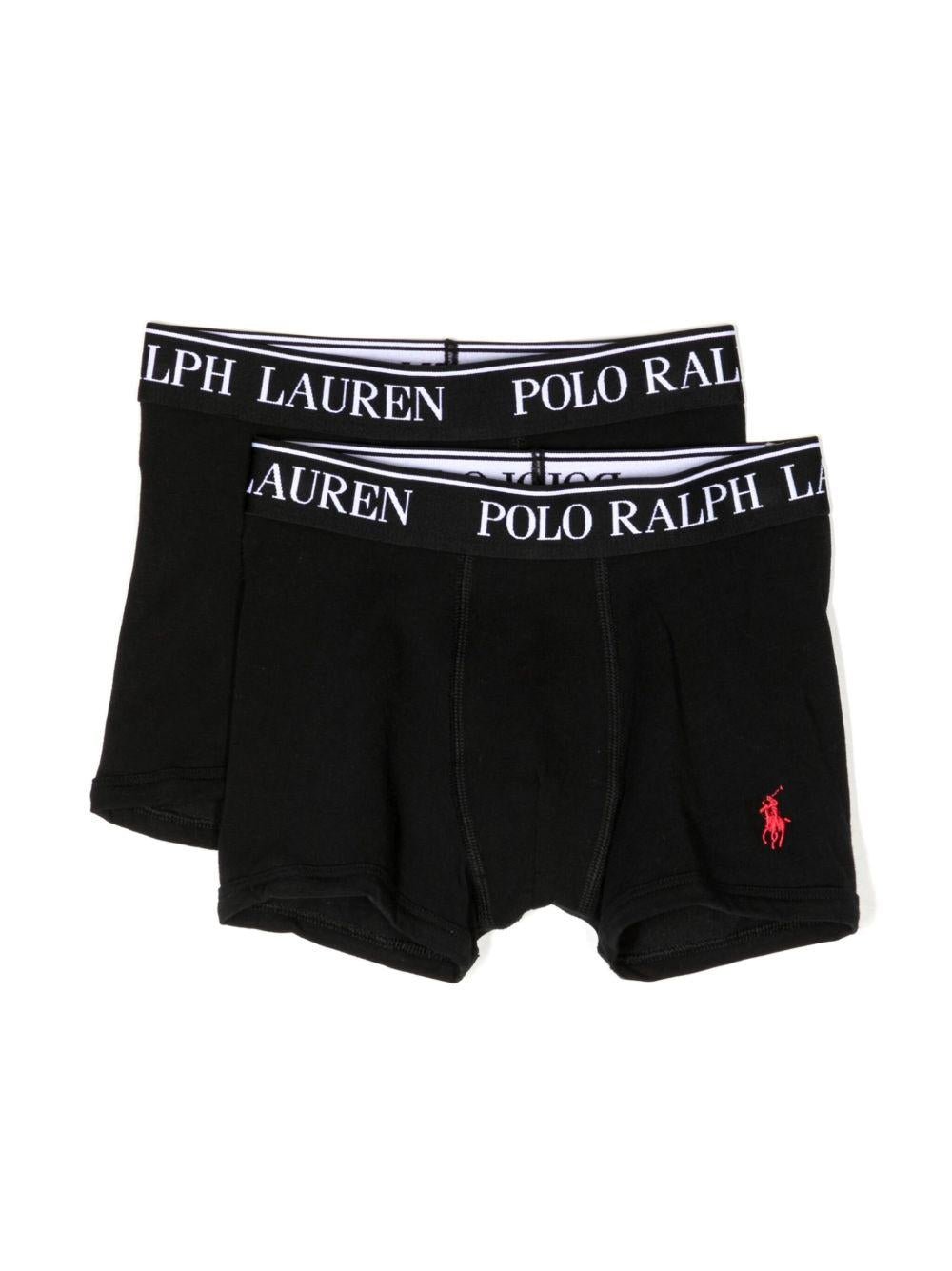 Set di due boxer per bambino Polo Ralph Lauren Kids neri con motivo Polo Pony - Rubino Kids