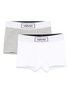 Set di due boxer per bambino Versace Kids bianco e grigio a coste - Rubino Kids