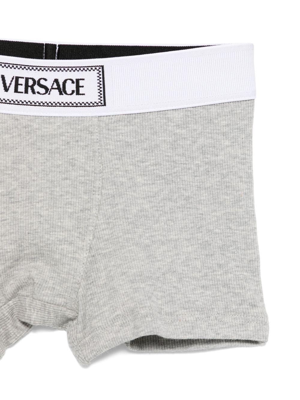 Set di due boxer per bambino Versace Kids bianco e grigio a coste - Rubino Kids