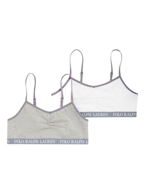 Set di due bralette per bambina Polo Ralph Lauren Kids grigie con spalline regolabili