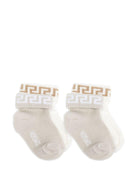 Set di due calzini per neonati Versace Kids beige con motivo Greca - Rubino Kids