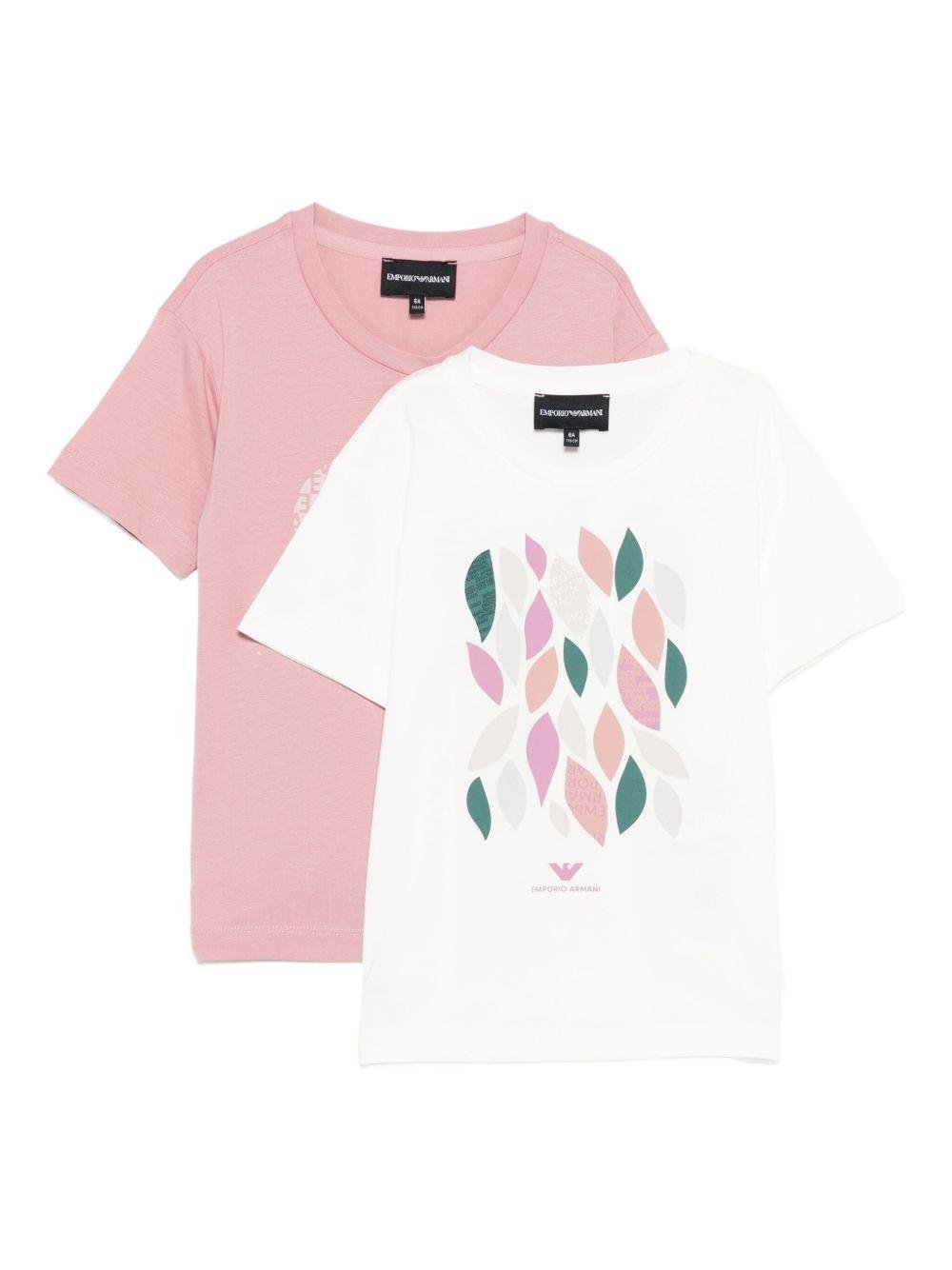 Set di due t-shirt per bambina Emporio Armani Kids multicolore con girocollo - Rubino Kids