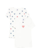 Set di due t-shirt per bambina Petit Bateau bianche con stampa cuore - Rubino Kids