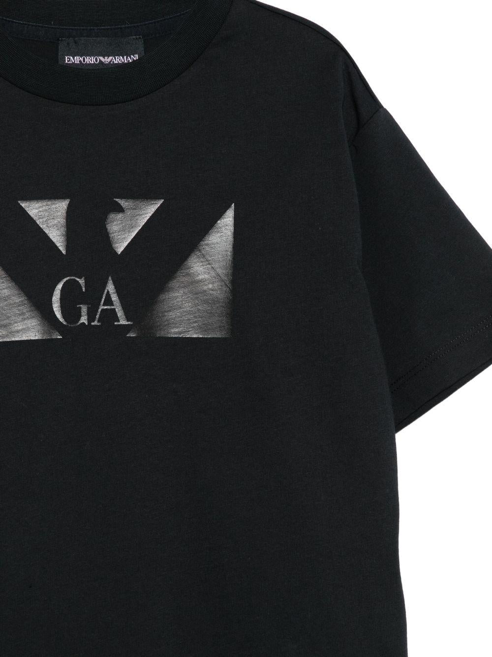 Set di due t-shirt per bambino Emporio Armani Kids blu con logo sul davanti - Rubino Kids