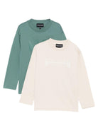 Set di due t-shirt per bambino Emporio Armani Kids multicolore con logo sul davanti - Rubino Kids