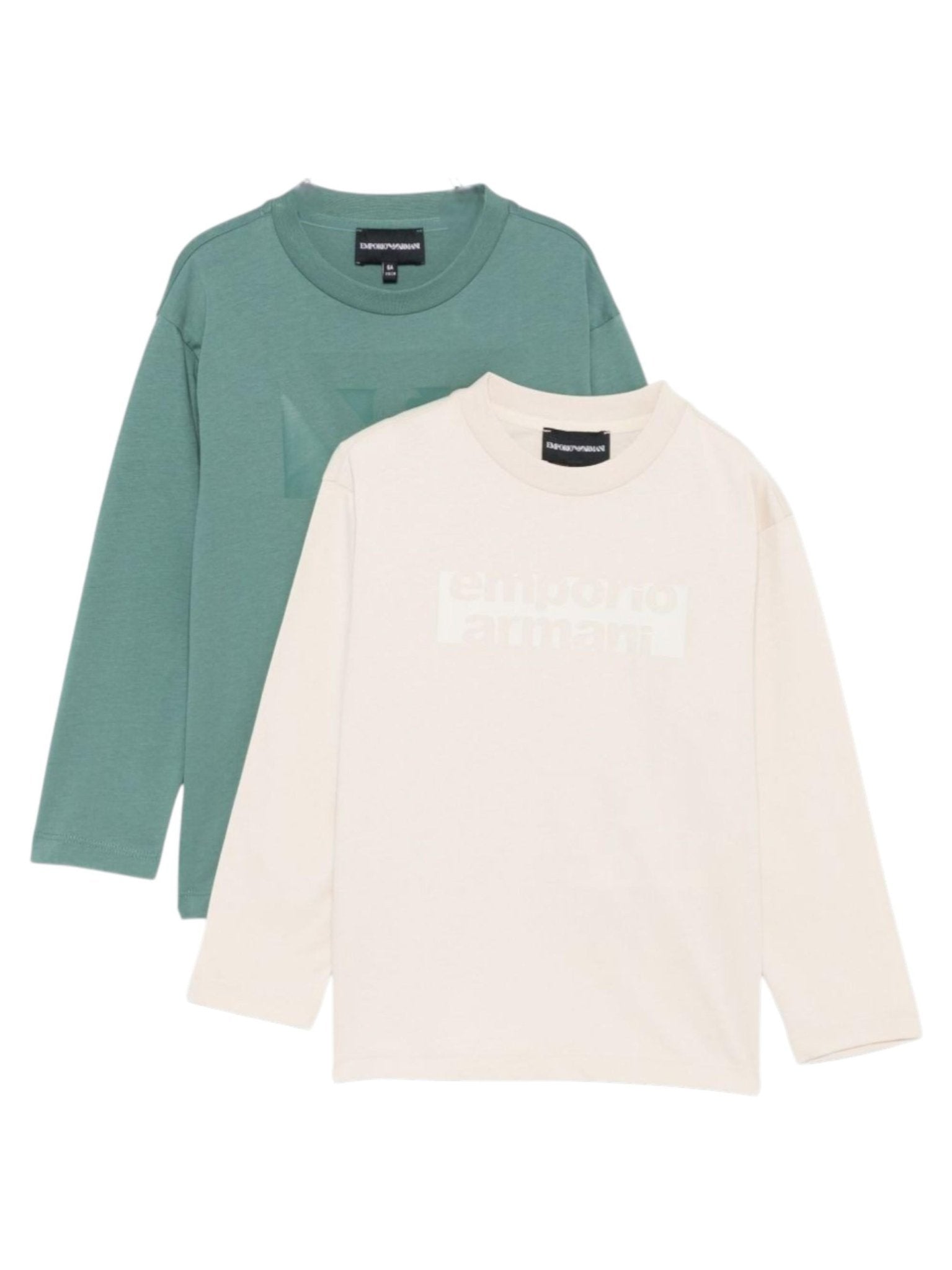 Set di due t-shirt per bambino Emporio Armani Kids multicolore con logo sul davanti - Rubino Kids