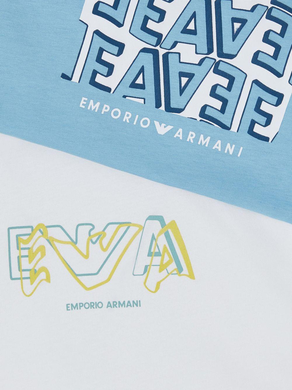 Set di due t-shirt per bambino Emporio Armani Kids multicolore con stampa logo sul davanti - Rubino Kids