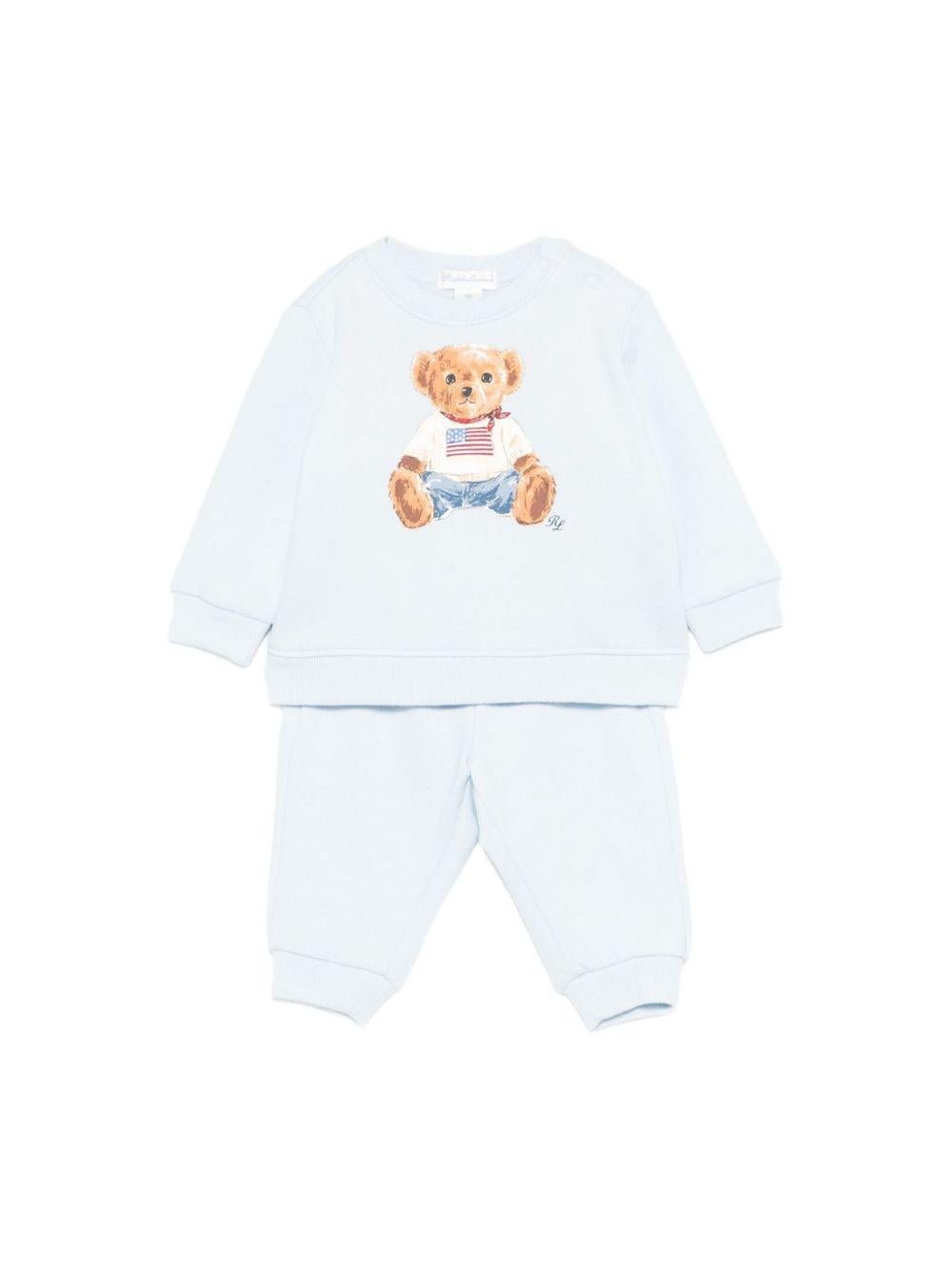 Set di maglia e pantaloni per neonata Polo Ralph Lauren Kids azzurri con stampa grafica Teddy - Rubino Kids