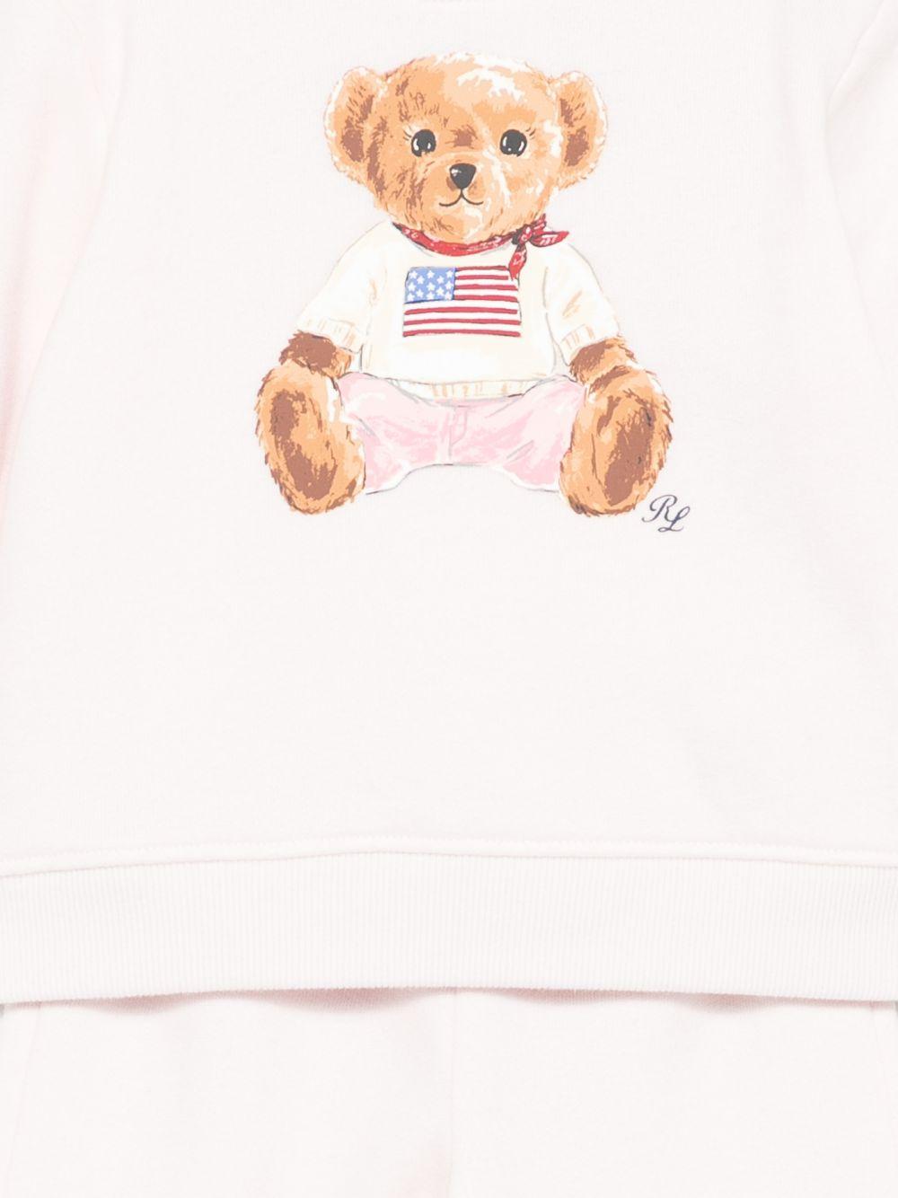 Set di maglia e pantaloni per neonata Polo Ralph Lauren Kids rosa con stampa grafica Teddy - Rubino Kids