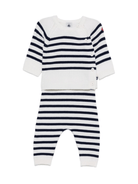 Set di maglione e pantaloni per neonati Petit Bateau multicolore a righe orizzontali - Rubino Kids