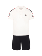 Set di pantaloncini e polo per bambino Moncler Enfant bianco con toppa con logo - Rubino Kids