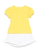 Set di pantaloncini Teddy Bear per neonata Moschino Kids giallo con orlo arricciato - Rubino Kids