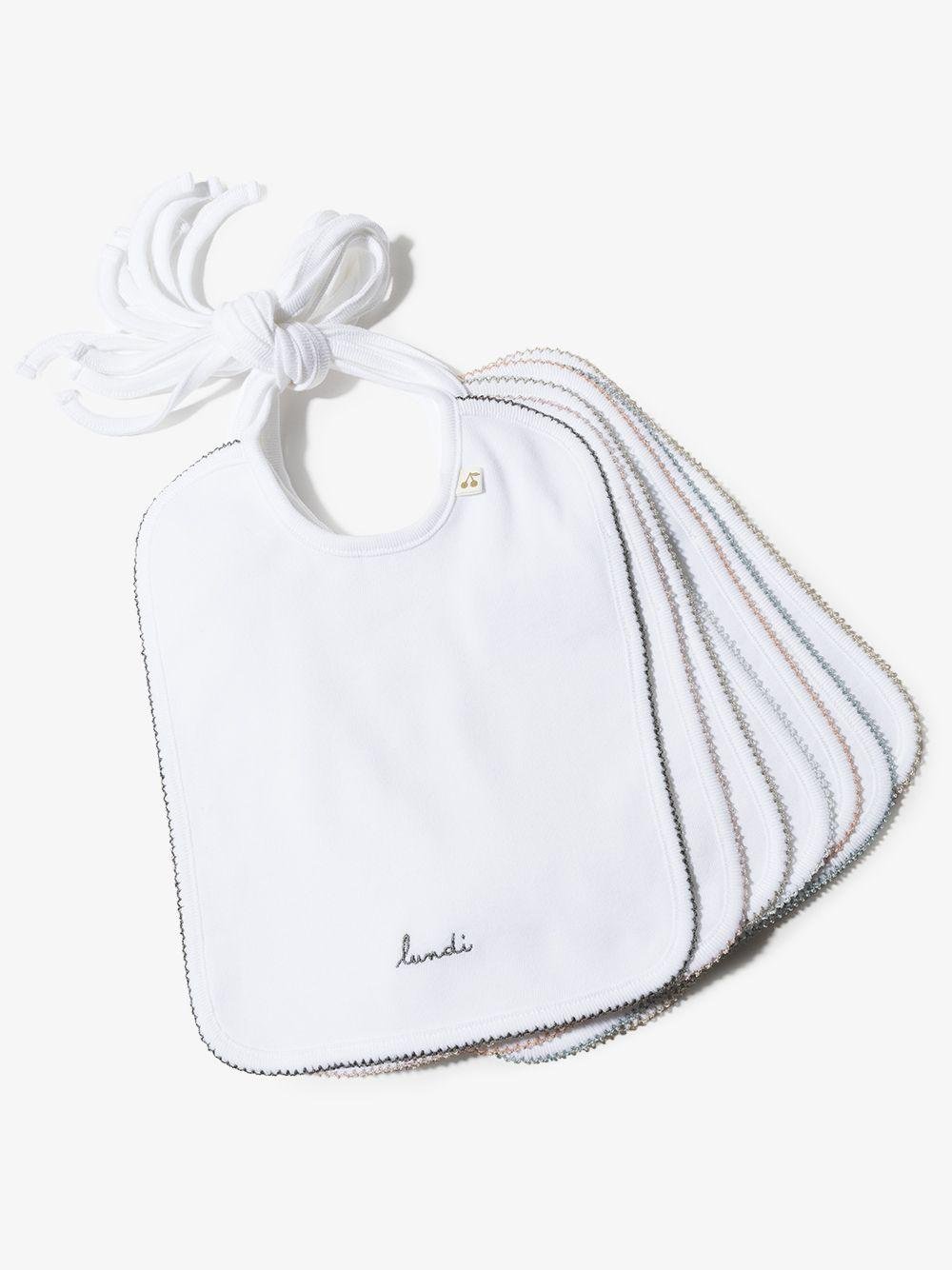 Set di sette bavaglini per neonati Bonpoint bianchi con ricamo giorni della settimana - Rubino Kids