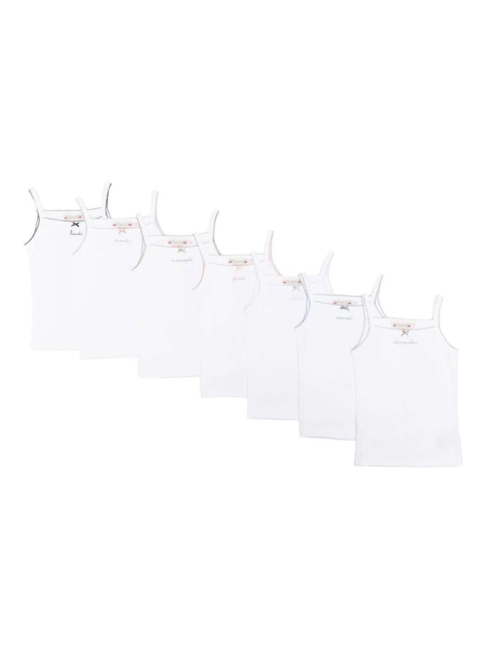 Set di sette canotte per neonata Bonpoint bianche con dettaglio fiocco - Rubino Kids