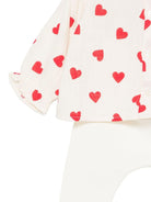 Set di t-shirt e pantaloni per neonata Petit Bateau bianco con stampa a cuori - Rubino Kids