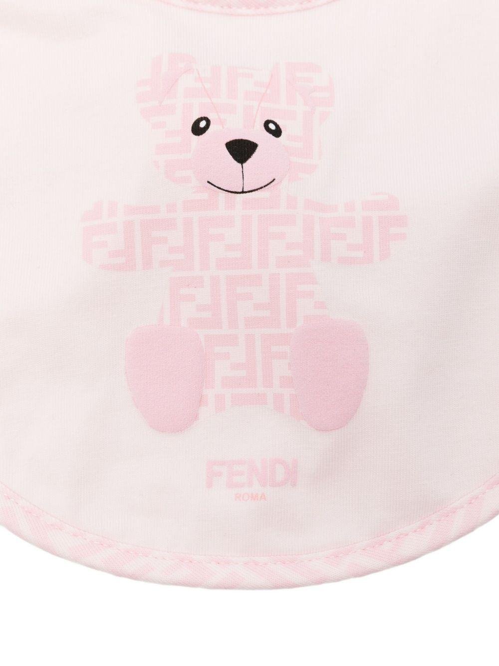 Set di tre bavaglini per neonata Fendi Kids rosa con logo FF - Rubino Kids