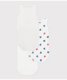 Set di tre body per neonati Petit Bateau bianco con fantasia a cuori - Rubino Kids