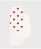 Set di tre body per neonati Petit Bateau bianco con fantasia a cuori - Rubino Kids