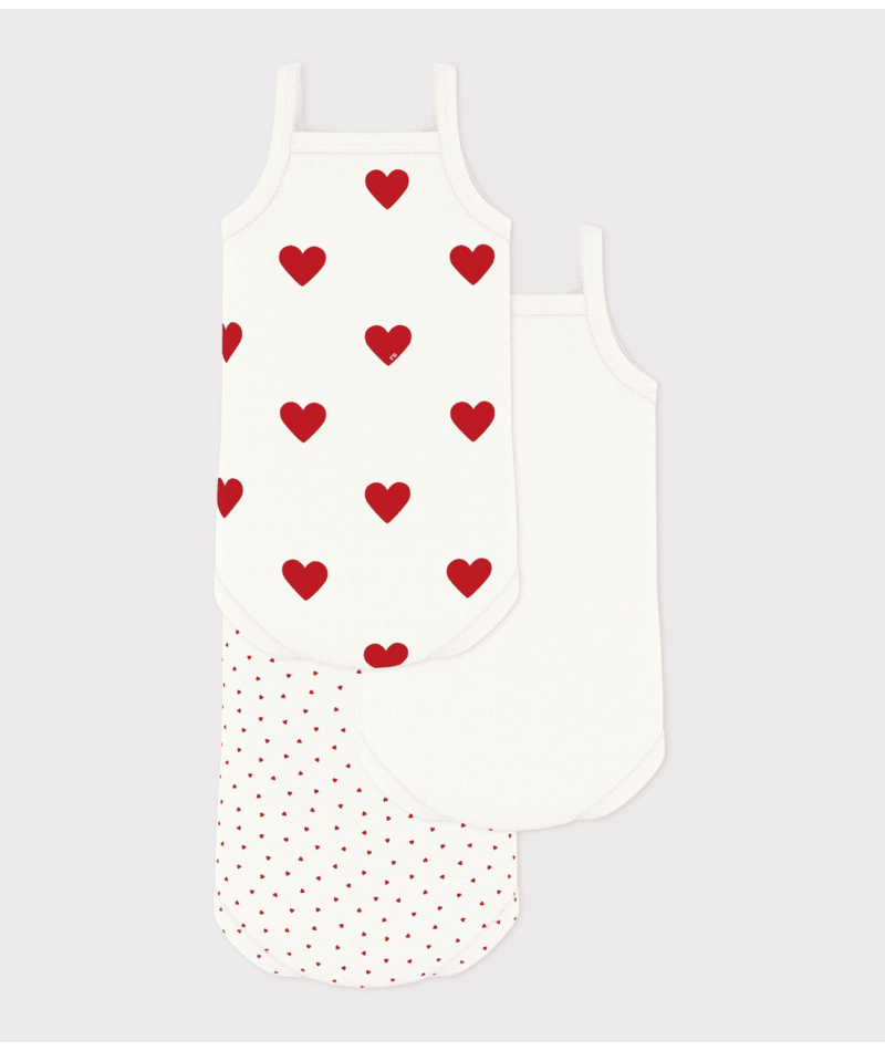 Set di tre body per neonati Petit Bateau bianco con fantasia a cuori - Rubino Kids
