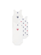 Set di tre body per neonati Petit Bateau bianco con fantasia a cuori - Rubino Kids