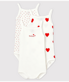 Set di tre body per neonati Petit Bateau bianco con fantasia a cuori - Rubino Kids