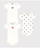 Set di tre body per neonati Petit Bateau bianco con maniche corte - Rubino Kids