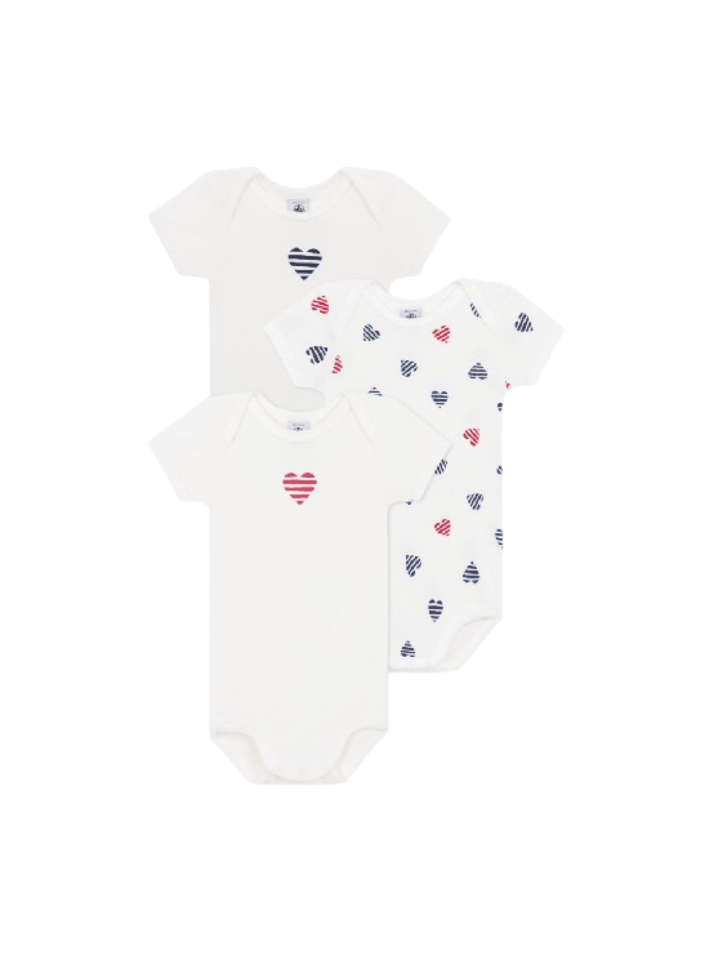 Set di tre body per neonati Petit Bateau bianco con maniche corte - Rubino Kids