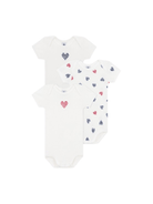 Set di tre body per neonati Petit Bateau bianco con maniche corte - Rubino Kids