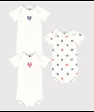 Set di tre body per neonati Petit Bateau bianco con maniche corte - Rubino Kids